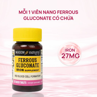 Viên uống sắt bà bầu Mason Natural Ferrouse Gluconate bổ máu 50/ 100 viên