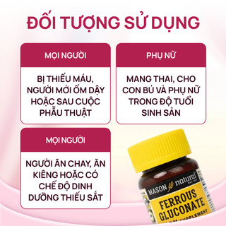 Viên uống sắt bà bầu Mason Natural Ferrouse Gluconate bổ máu 50/ 100 viên