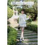 Set Váy Thu Đông OLIVIA.CHIC Chất Dạ Ép Lông Thỏ Cao Cấp, Áo Peplum Ôm Eo Cổ Phối Lệch Vạt, Chân Váy Ngắn Chữ A S1045 — ảnh 3