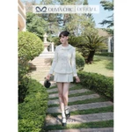 Set Váy Thu Đông OLIVIA.CHIC Chất Dạ Ép Lông Thỏ Cao Cấp, Áo Peplum Ôm Eo Cổ Phối Lệch Vạt, Chân Váy Ngắn Chữ A S1045 — ảnh 4
