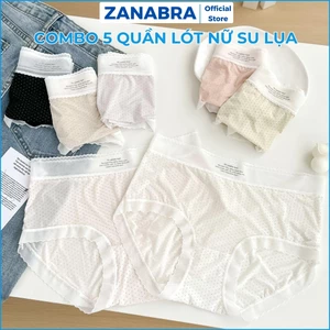 Combo 5 Quần Lót Nữ Su Lụa Thạch Băng Tàng Hình Cạp Cao Hoạ Tiết Chấm Bi Xinh Xắn ZANABRA L1398