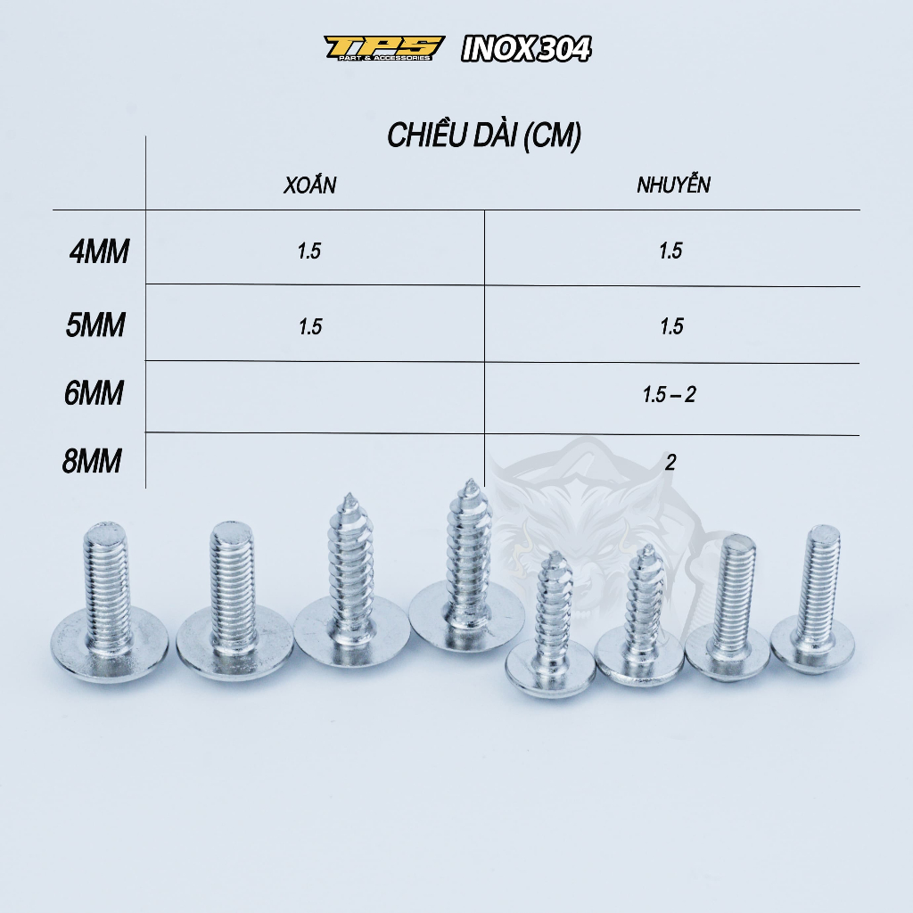 Ốc áo thương hiệu TPS inox 304 mẫu P6 gắn được mọi loại xe máy - Phụ kiện phụ tùng cao cấp