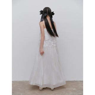 Đầm OLV suông maxi 2 dây phối ren thanh lịch White Lace Chiffon Strappy Maxi Dress phù hợp đi chơi