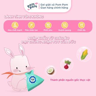Nước Giặt Xả Pom Pom Newborn Túi 2.7L - An Toàn Cho Bé Sơ Sinh, Sạch Sâu Vết Nôn Trớ Ọc Sữa, Hương Phấn Rôm Dịu Nhẹ NB27