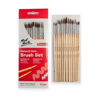 MONT MARTE - Bộ Cọ Vẽ Lông Tự Nhiên Đầu Tròn 13 Món - Natural Hair Art Brush Set Round 13pc