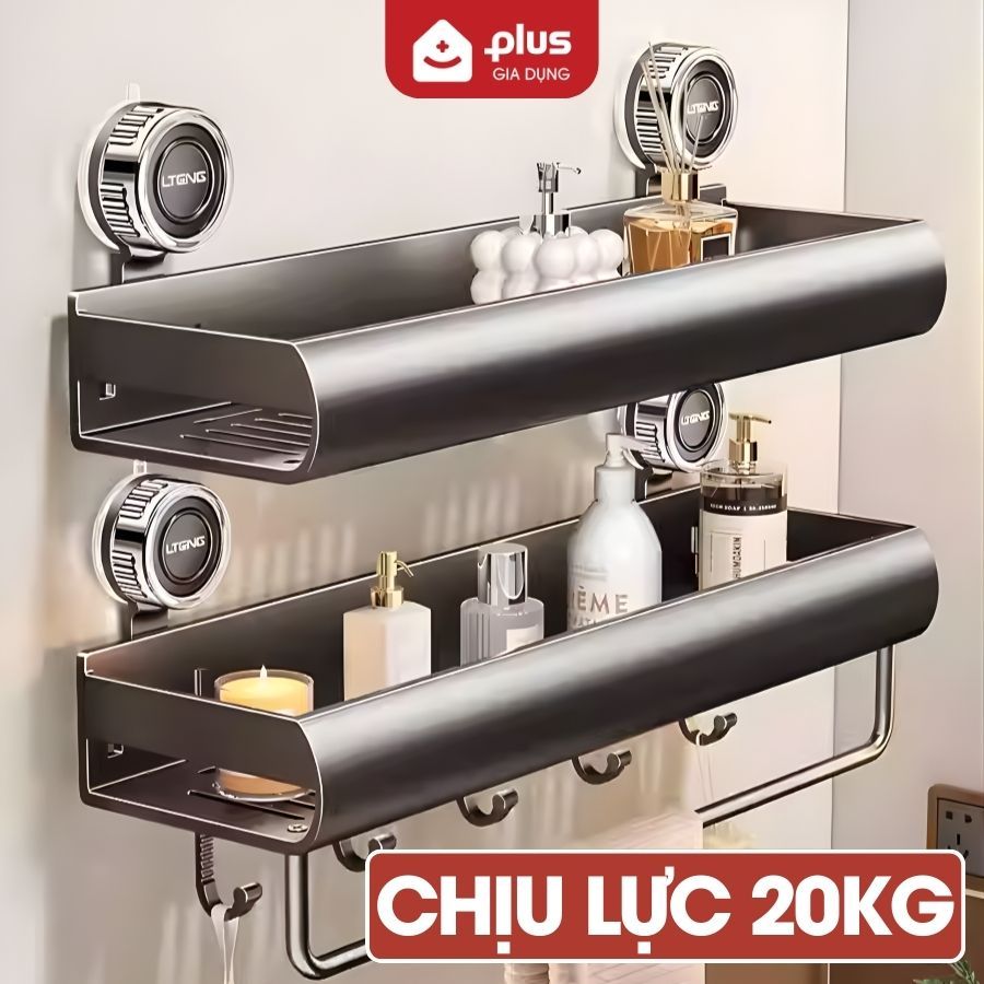 Kệ Để Đồ Nhà Tắm Cốc Hút Thông Minh Chống Nước, Chịu Tải 20Kg Thép Carbon Không Gỉ LTENG MOCHI