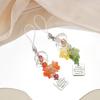 【Chamvn】 Dây đeo điện thoại  hình lá phong dễ thương dùng làm chuông gió chủ đề mùa thu
