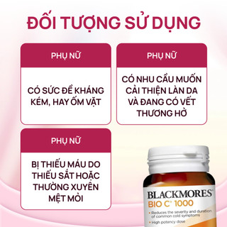 Vitamin C 1000mg Blackmores hộp 31 viên giúp tăng cường miễn dịch cho làn da tràn đầy sức sống
