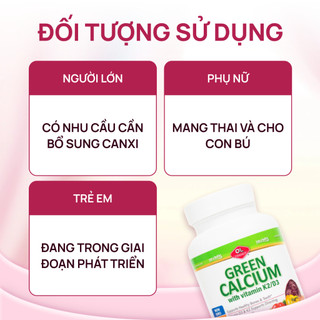 Viên uống canxi hữu cơ cho cơ thể Olympian Labs Green Calcium with Vitamin K2/D3 hộp 100 viên
