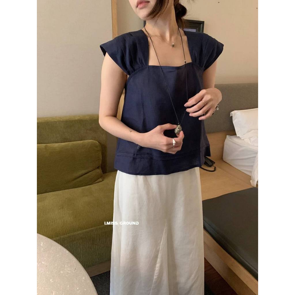 𝗧𝗼𝗯𝘆 - |LY LINEN| - Áo Linen cổ vuông tay sò