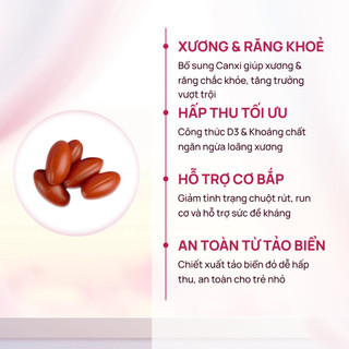 Viên uống canxi tảo biển đỏ cho bé Nature's Way Kids Smart Bursts Liquid Algae Calcium hộp 30 viên