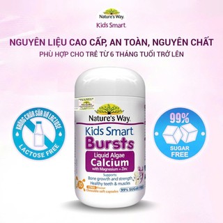 Viên uống canxi tảo biển đỏ cho bé Nature's Way Kids Smart Bursts Liquid Algae Calcium hộp 30 viên