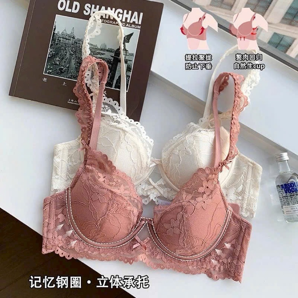 Áo lót ren không đệm có gọng đính nơ cao cấp 663