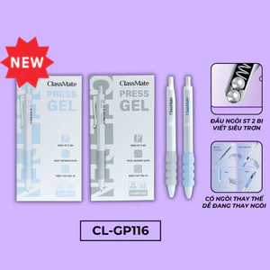Hộp 10 Bút Gel Bấm 0.5mm CLASSMATE Ngòi ST 2 Bi Viết Siêu Trơn Có Đệm Tay Cao Cấp, Mực Nhanh Khô CL-GP116