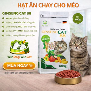 Hạt Chay Cho Mèo Wincat Ginseng Cat 88 – Thức Ăn Thuần Chay, Tốt Tiêu Hóa, 600g