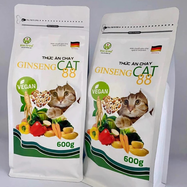 Hạt Chay Cho Mèo Wincat Ginseng Cat 88 – Thức Ăn Thuần Chay, Tốt Tiêu Hóa, 600g