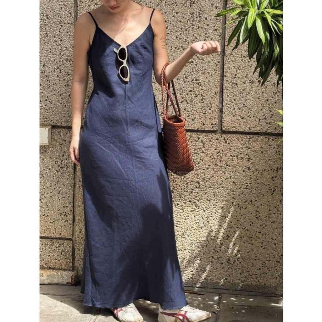 𝗛𝗲𝗿𝗮  - Đầm Linen 2 dây dáng đuôi cá