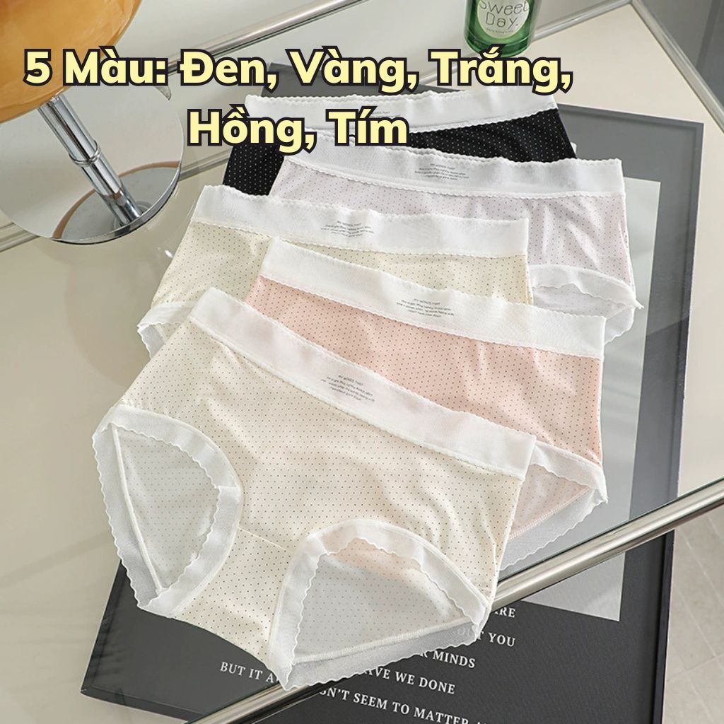 Quần lót nữ su lụa cao cấp mỏng nhẹ êm ái chấm bi xinh xắn đáy lót nâng cấp kháng khuẩn LANIXA L1398