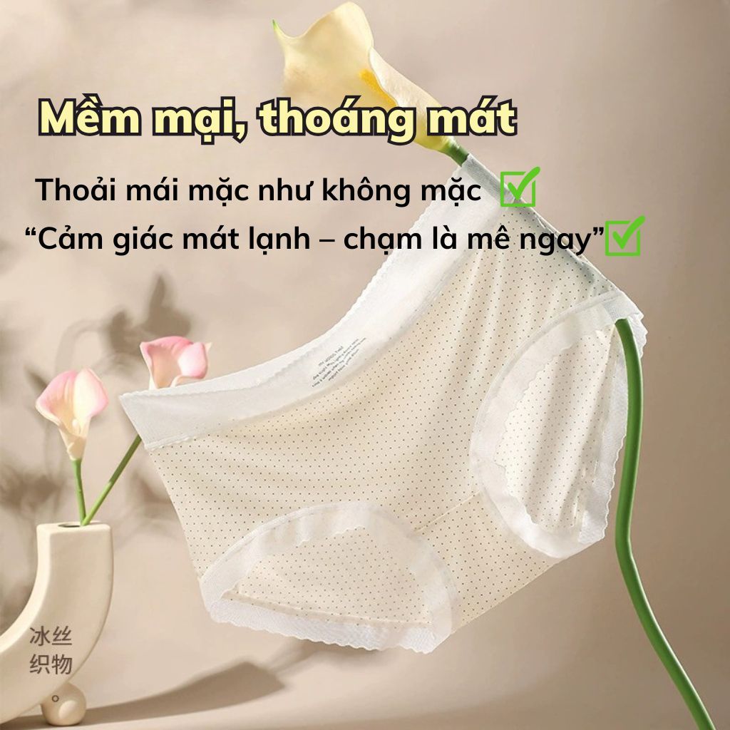Quần lót nữ su lụa cao cấp mỏng nhẹ êm ái chấm bi xinh xắn đáy lót nâng cấp kháng khuẩn LANIXA L1398