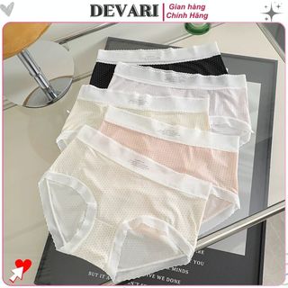 Quần lót nữ su lụa cao cấp họa tiết chấm bi xinh xắn đáng yêu mỏng nhẹ cạp vừa tôn dáng DEVARI L1398