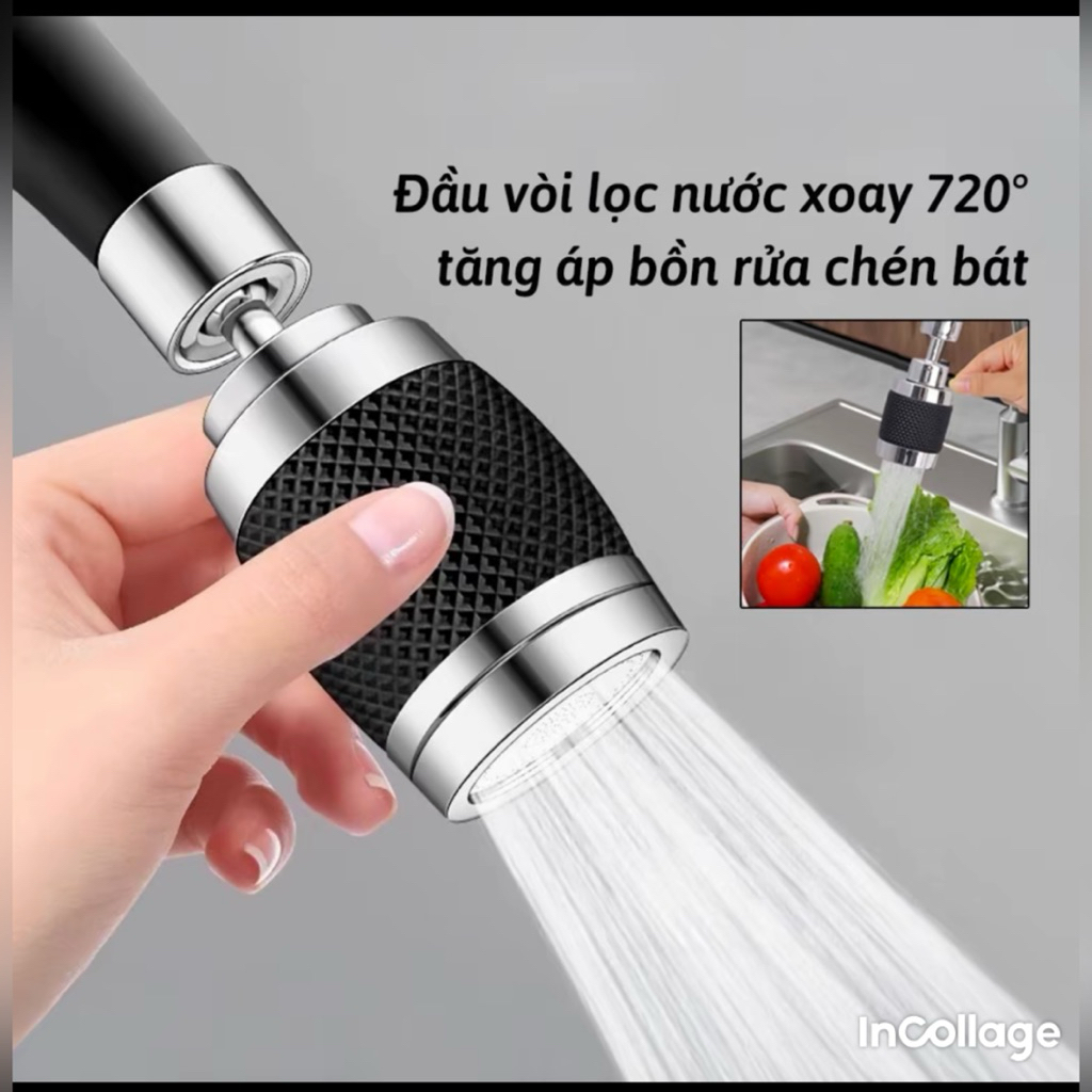 Đầu vòi tăng áp rửa bát xoay 720 độ hàng chính hãng