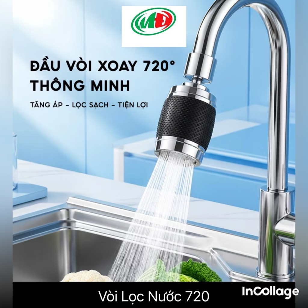 Đầu vòi tăng áp rửa bát xoay 720 độ hàng chính hãng