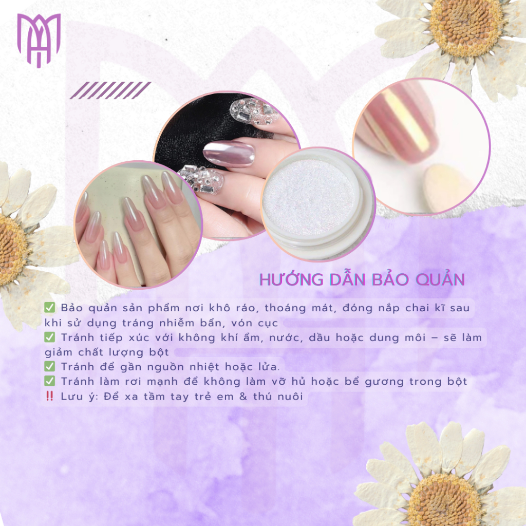 Set 6 Màu Bột Chà Tráng Gương Ánh Ngọc Trai Vỏ Sò Trắng - Tặng Kèm Cọ Chà Bột 0,2g