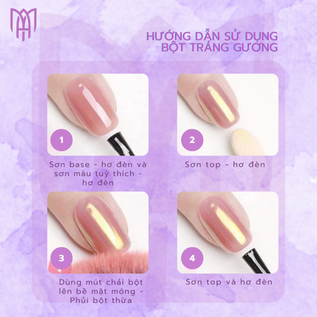 Set 6 Màu Bột Chà Tráng Gương Ánh Ngọc Trai Vỏ Sò Trắng - Tặng Kèm Cọ Chà Bột 0,2g