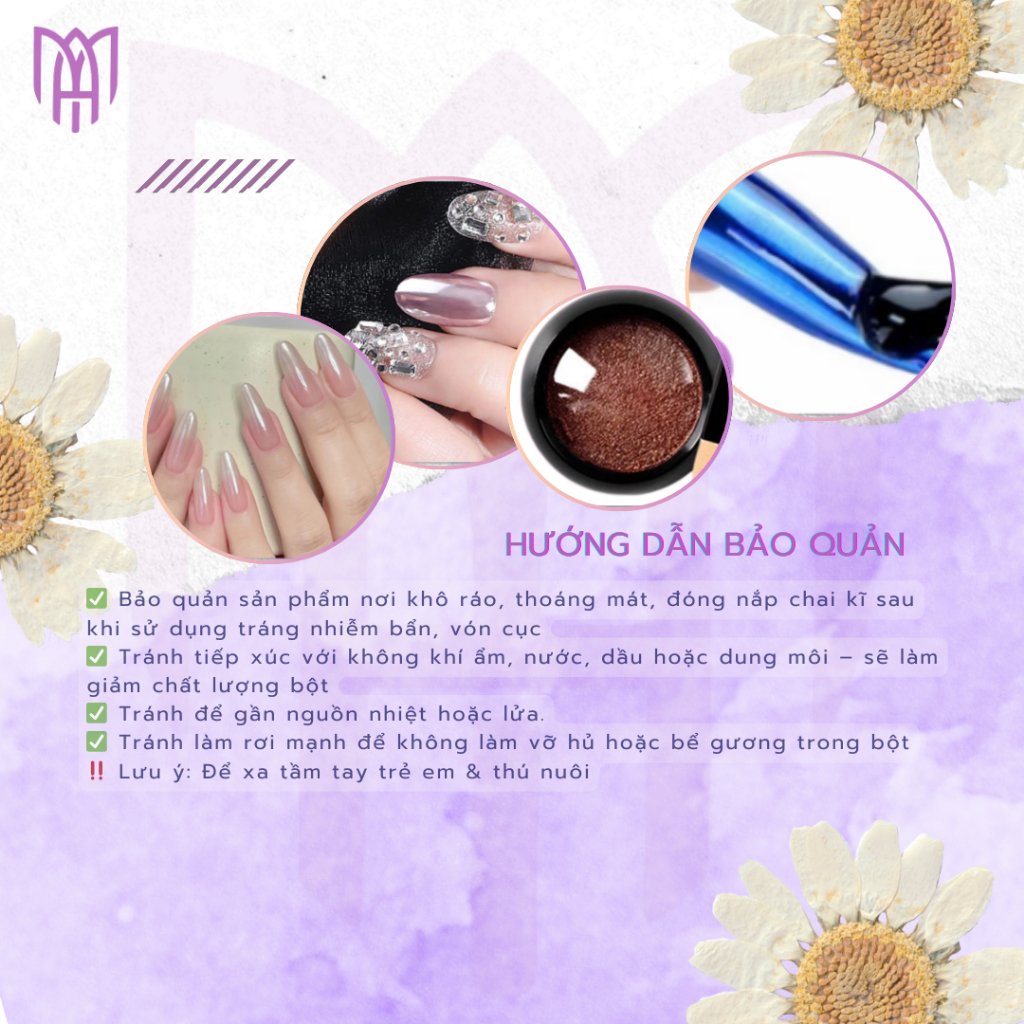 [Mua5Tặng1] Bột Chà Tráng Gương Metal Ánh Kim MCB Mirror Powder - Vàng, Hồng, Bạc - 0,5g