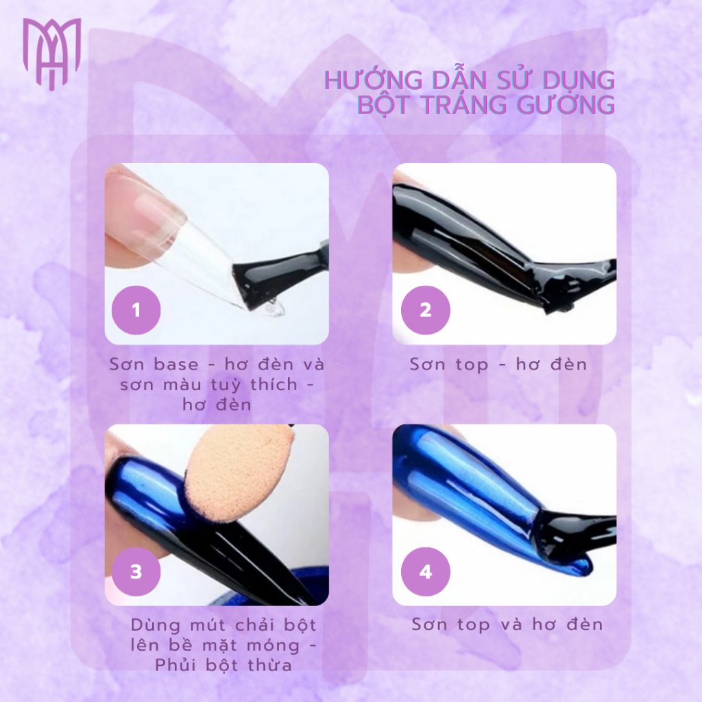 [Mua5Tặng1] Bột Chà Tráng Gương Metal Ánh Kim MCB Mirror Powder - Vàng, Hồng, Bạc - 0,5g