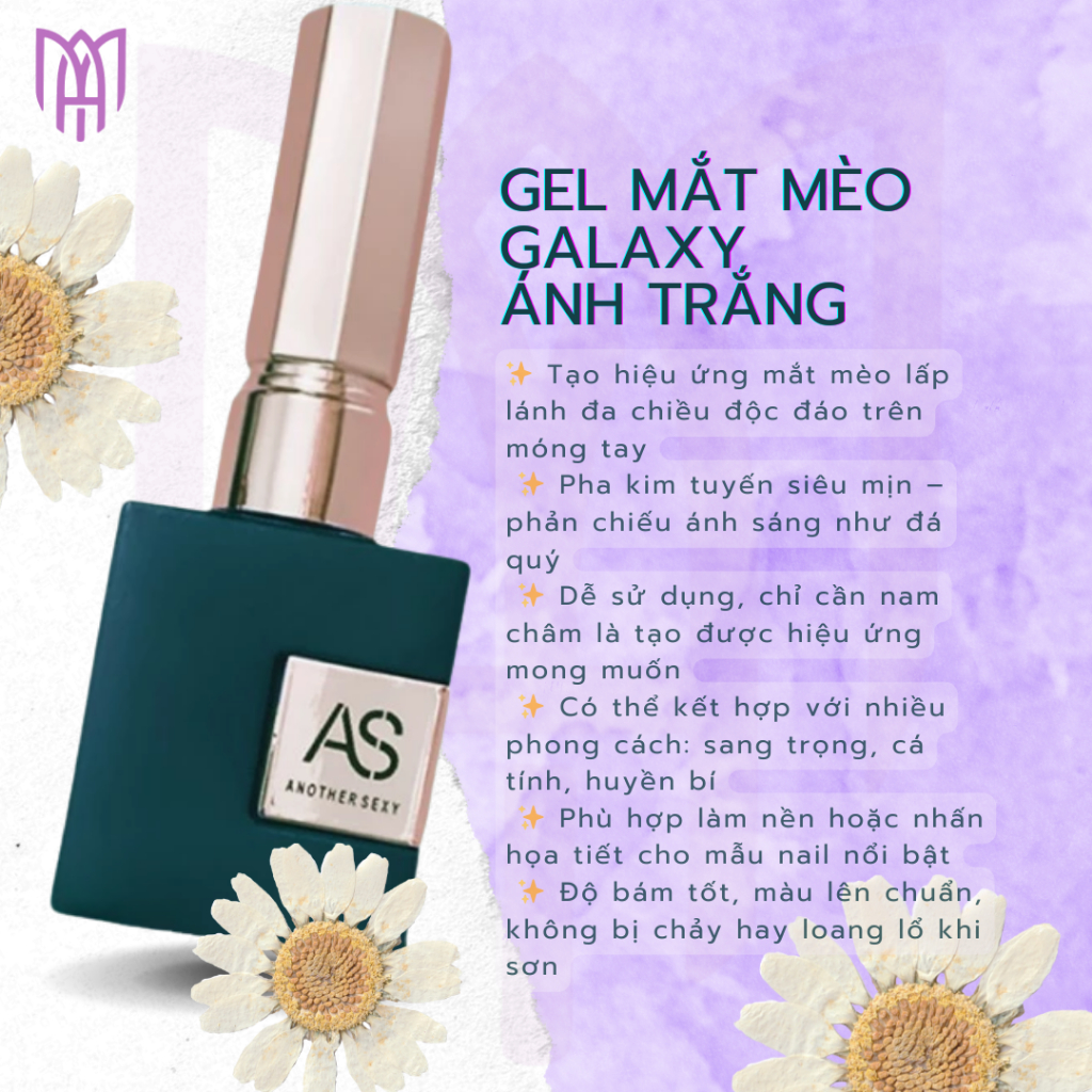 Sơn Gel Mắt Mèo Ánh Trăng Galaxy AS Chai Xanh Mã ANM - Trang Trí Móng, Tạo Hiệu Ứng 15ml
