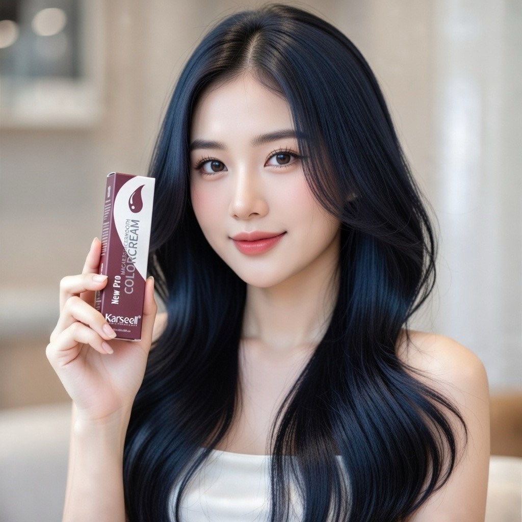THUỐC NHUỘM TÓC KARSEELL MÀU XANH ĐEN 2/888 CHUYÊN NGHIỆP SALON 100ML (Chưa kèm oxy)
