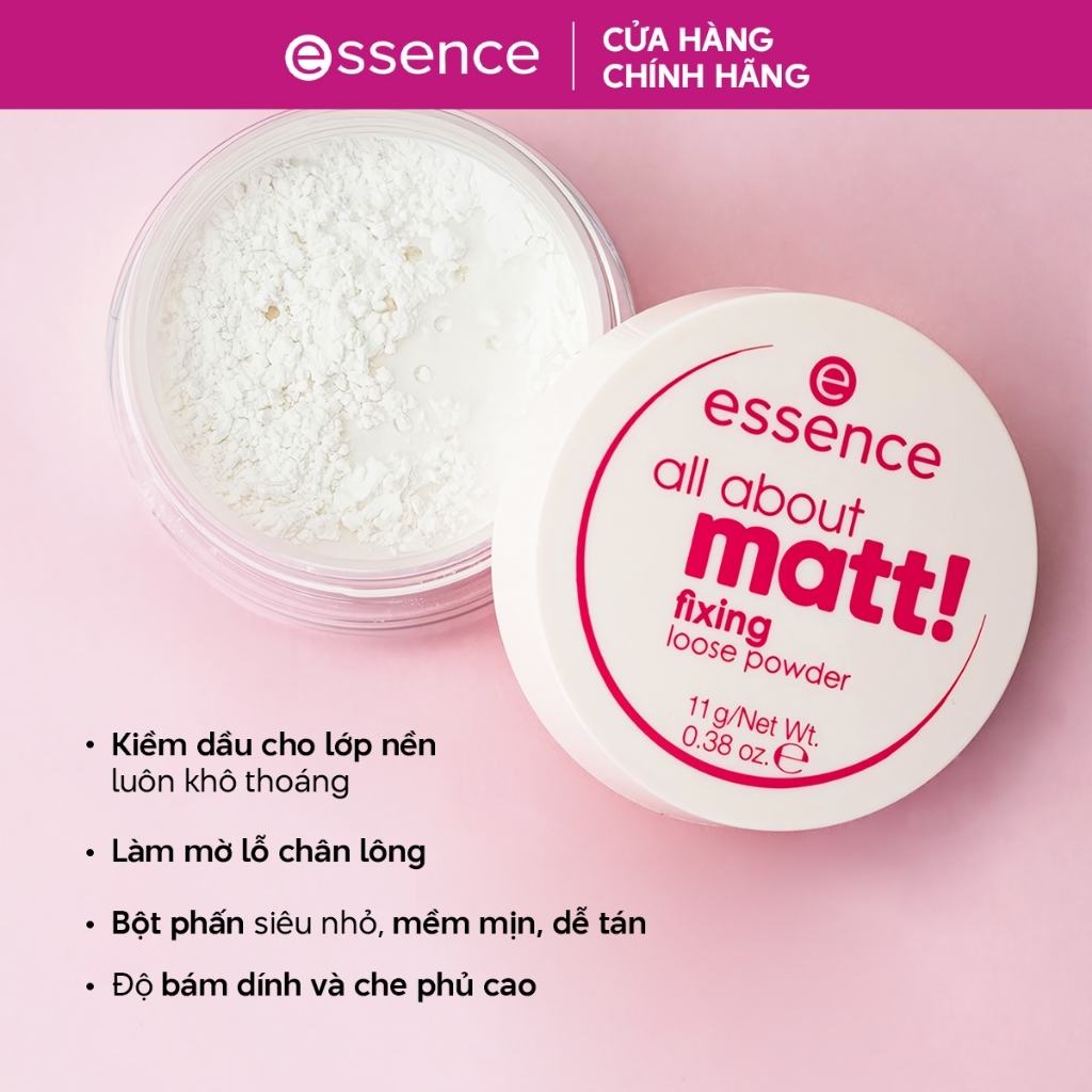 Phấn phủ dạng bột Essence All About Matt! Fixing Loose Powder kiềm dầu che phủ cao 11g