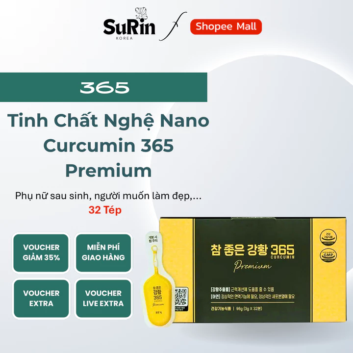 [CTY/TEM PHỤ] Tinh Chất Nghệ Nano Curcumin 365 Premium JMsolution Hàn Quốc 32 Tép, Thải Độc Và Cải Thiện Chức Năng Gan