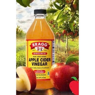 Giấm Táo Hữu Cơ Bragg 473ml Có Giấm Mẹ, Apple Cider Vinegar Không Lọc, lên men tự nhiên.