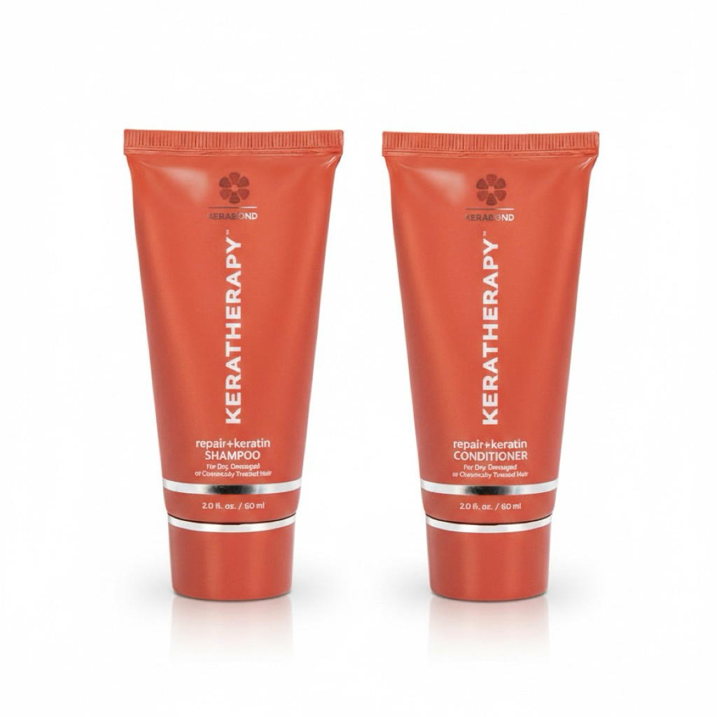 Set dầu gội xả cao cấp Mỹ Keratherapy Keratin Repair tái tạo tóc hư tổn khô xơ mini 60ml