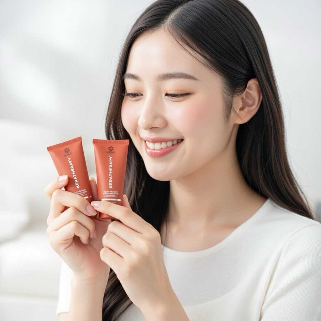 Set dầu gội xả cao cấp Mỹ Keratherapy Keratin Repair tái tạo tóc hư tổn khô xơ mini 60ml
