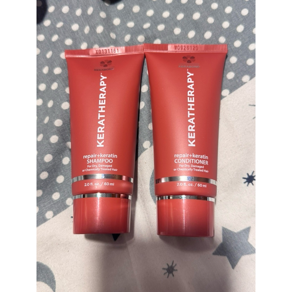 Set dầu gội xả cao cấp Mỹ Keratherapy Keratin Repair tái tạo tóc hư tổn khô xơ mini 60ml