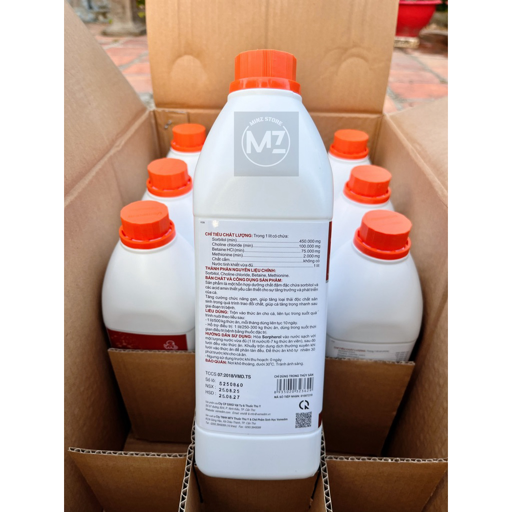 Vemedim SORPHEROL cá, hỗ trợ gan, loại thải độc chất cho cá, ếch, lươn....dung dịch chai (1 lít)
