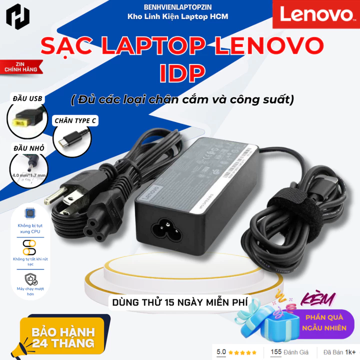 Sạc Laptop Lenovo, Type C, Chân Vuông USB, 45W 65W 135W, Sạc Máy Tính Lenovo, Sạc Thinkpad, Cục sạc Lenovo, BH 12 Tháng
