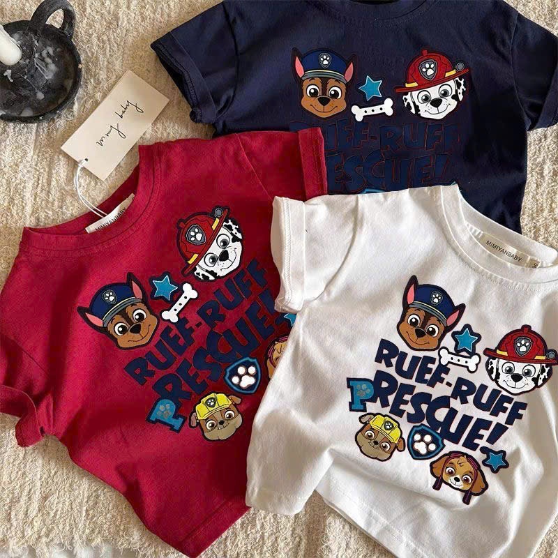 Áo Phông Chó Cứu Hộ Cho Bé Yêu Chất Liệu Cotton Mềm Mịn Size 8-20kg Hình In Đáng Yêu Phù Hợp Cho Bé Trai Và Bé Gái