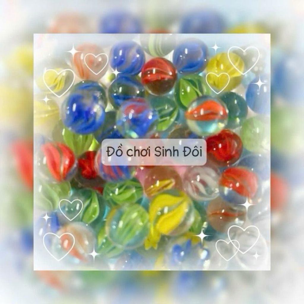 50 viên bi thủy tinh 11mm màu 8 khía– Bi ve tuổi thơ, dùng trang trí rất xinh