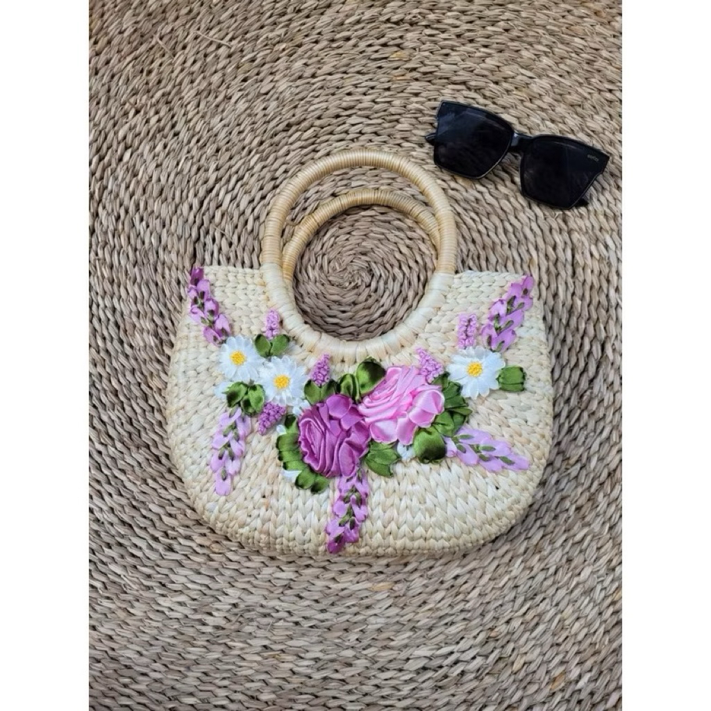 Túi Cói Thêu Hoa Handmade - Túi Cói Cao Cấp - Túi Cói Thêu Tay Bloomy