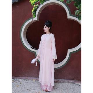 Set Áo Dài và Quần Phối Ren Phong Cách Sang Trọng Dễ Thương S162