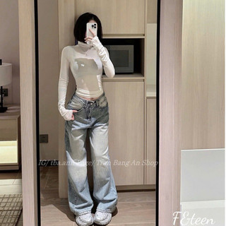 QCL1 8503 Quần jeans suông túi nắp cạp phối khuy mới về siêu hot cực chất