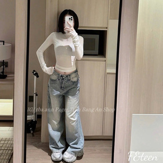 QCL1 8503 Quần jeans suông túi nắp cạp phối khuy mới về siêu hot cực chất