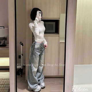 QCL1 8503 Quần jeans suông túi nắp cạp phối khuy mới về siêu hot cực chất