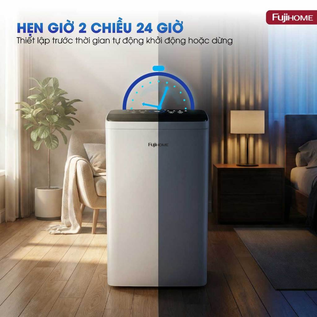 Máy hút ẩm chống nồm ẩm sấy quần áo Ionizer Nhập Khẩu FUJIHOME DH10LITE 10L tiết kiệm điện