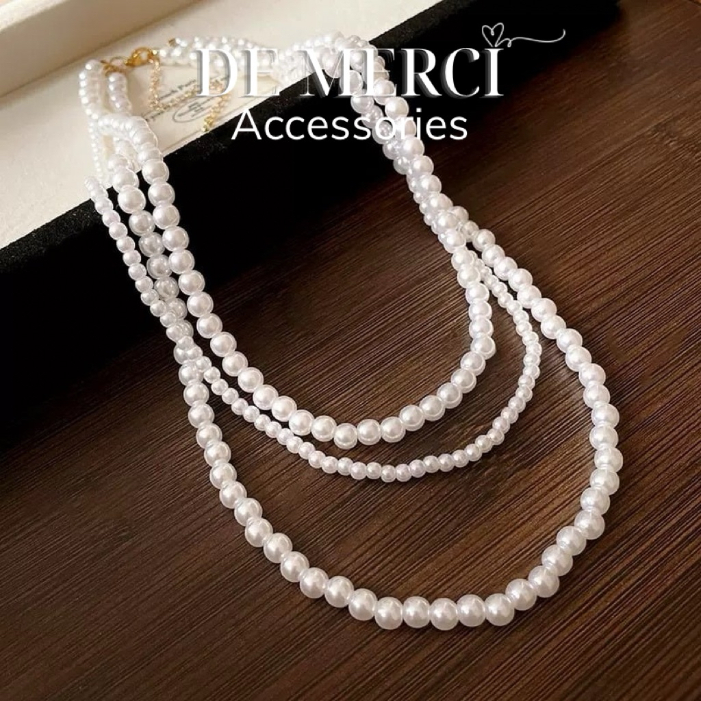 Dây chuyền hạt trai 3 sợi xinh xắn De Merci Accessories dành cho nữ DC065