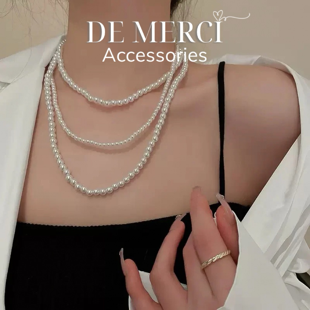 Dây chuyền hạt trai 3 sợi xinh xắn De Merci Accessories dành cho nữ DC065